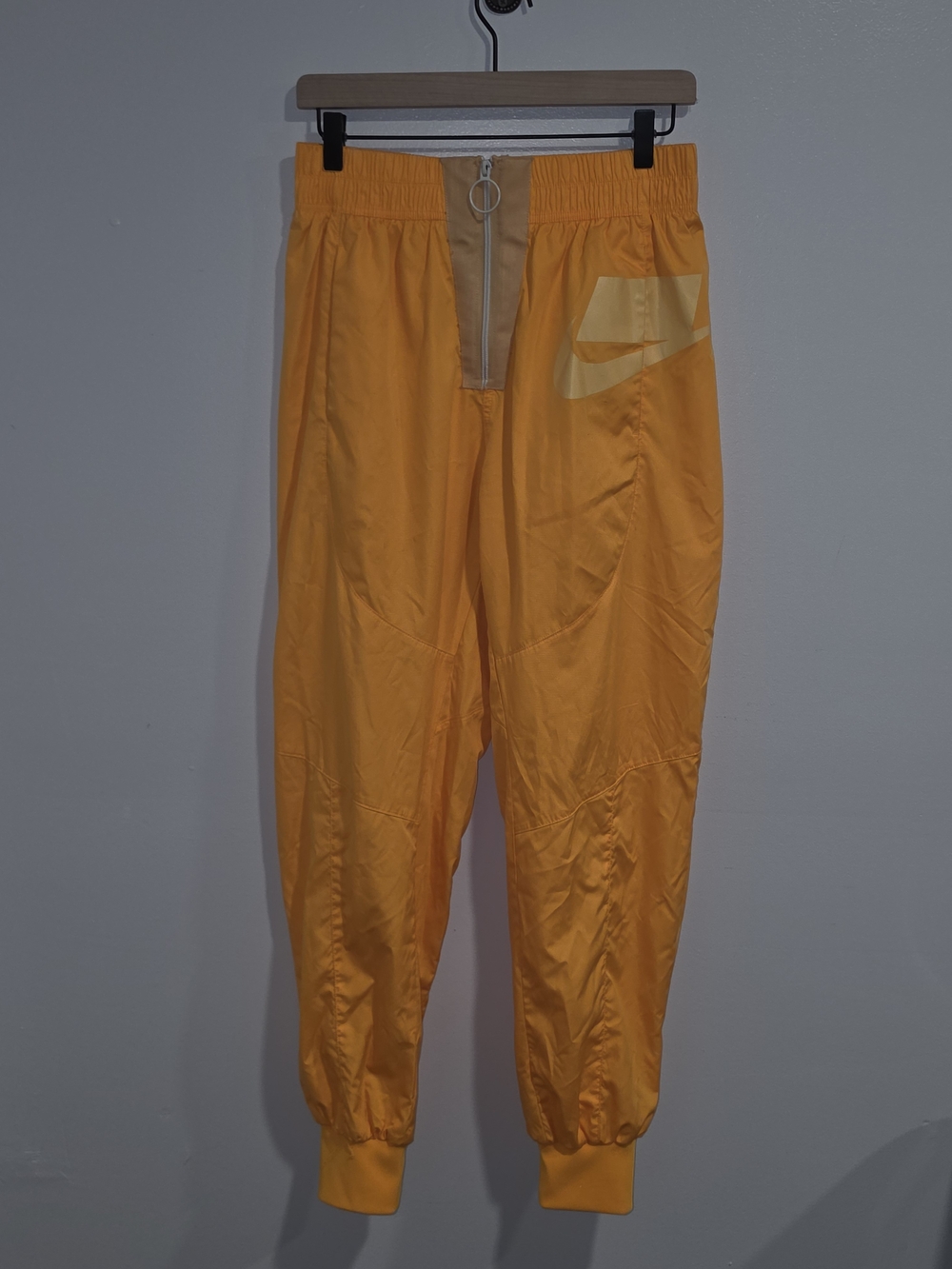 Nike Sportswear Yellow- Orange Womens Woven Front Zip Jogger Track Pant SZ M
